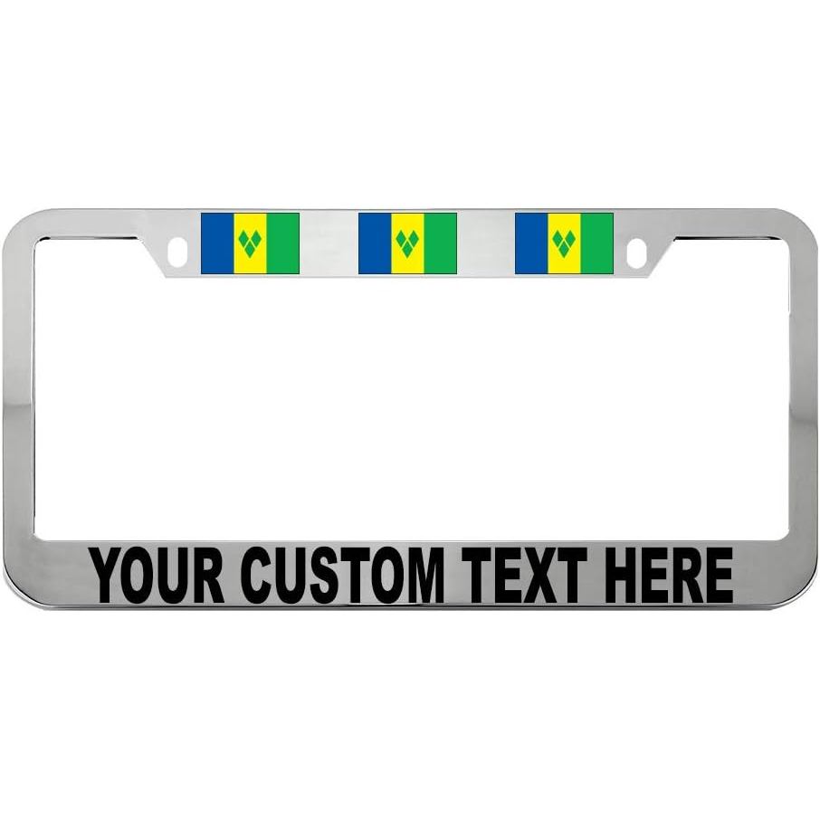 Speedy Pros Custom Text Personlized St-Vincent-Grenadines Country Flag Zinc Metal Biển số Khung Giá 