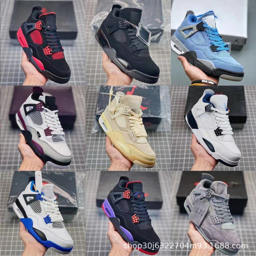 Giày thể thao AJ4 Joe 4 Thor màu trắng xi măng cao cấp, phù hợp nam nữ