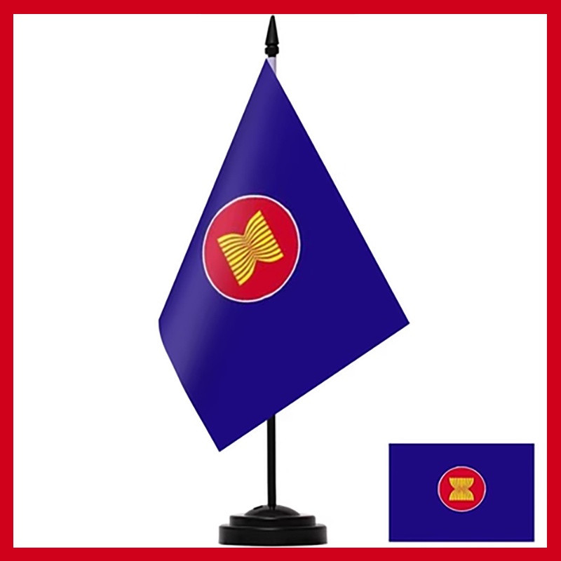 Cờ ASEAN Bàn văn phòng Cờ trang trí Asean Cờ để bàn có chân đế