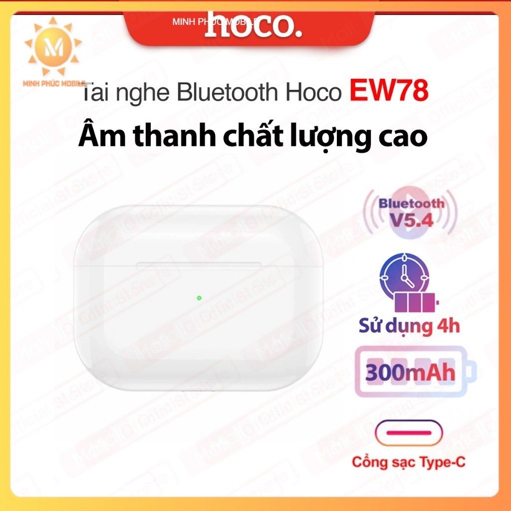Tai nghe Bluetooth Hoco EW78 Chính Hãng, Full VAT, sử dụng đến 4h, tương thích các thiết bị
