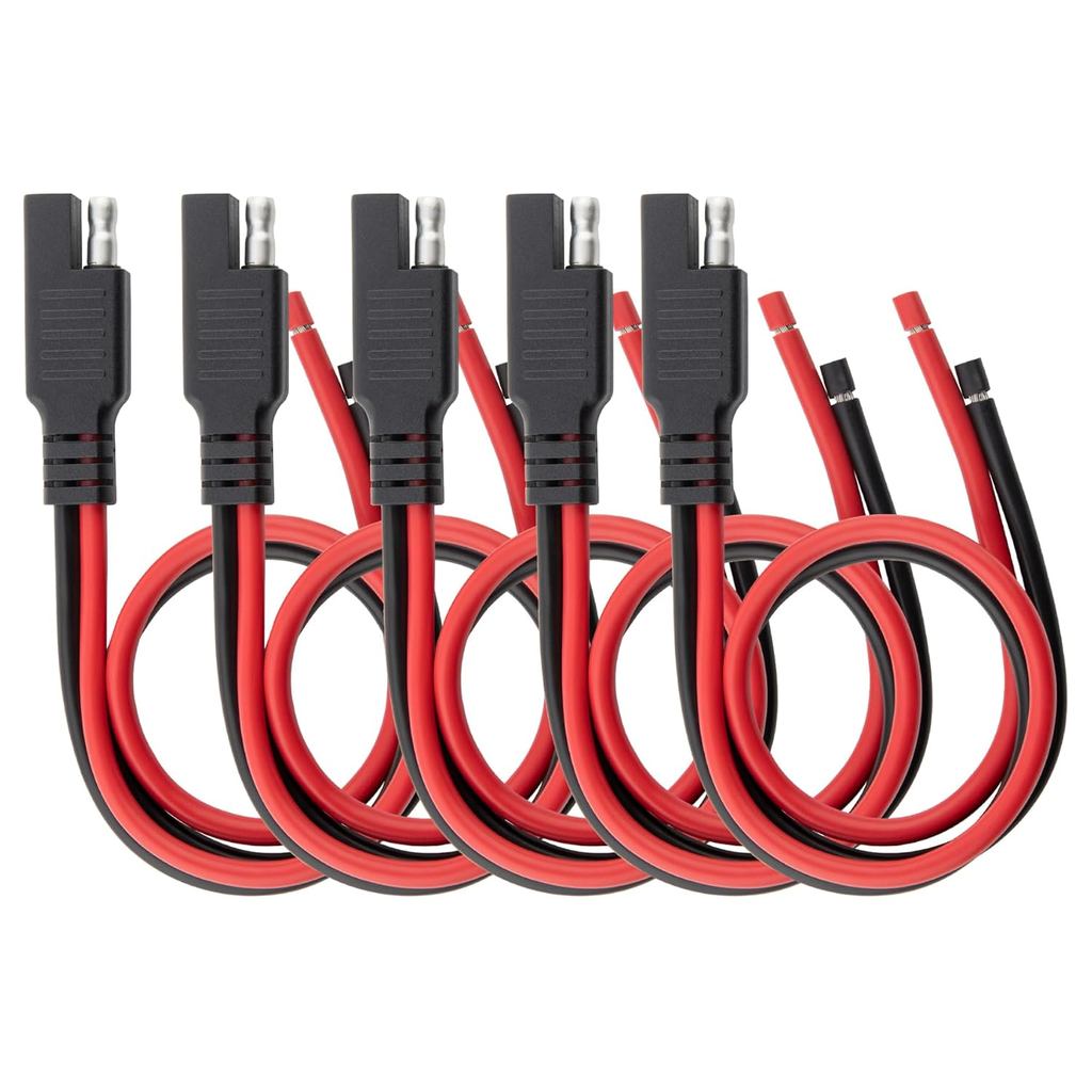 Oyviny 5 CÁI Đầu nối SAE 12AWG 1 Feet Cáp nối dài SAE cho bảng điều khiển năng lượng mặt trời Xe máy Bộ sạc xe hơi Trolling Motor 2 Pin Đầu nối nhanh Đầu nối ngắt kết nối