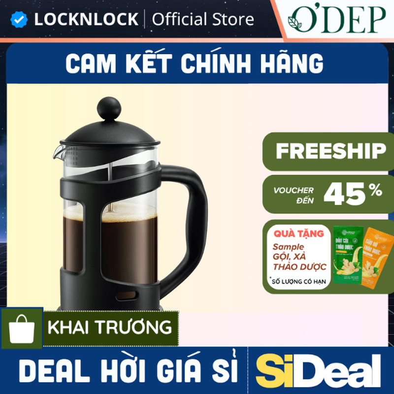 Bình pha trà cafe 800ml LocknLock French Press Chính hãng LLG018 - SIDEAL SIO