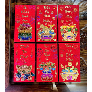 [ xưởng sản xuất ] 10 xấp 60 cái bao lì xì nhung ngũ sắc lớn
