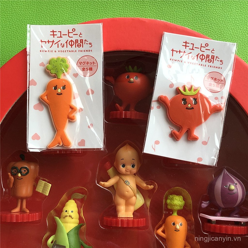 Bốn BộNam châm tủ lạnh Kewpie & Rau củ Kewpie Nhật Bản