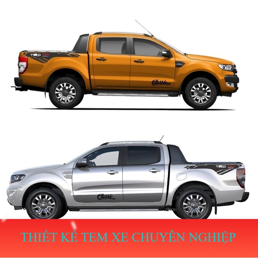 DECAL Tem dán các dòng xe bán tải ford ranger -  nissan - navara, - misubishi - Mazda -  BT-50 - hil