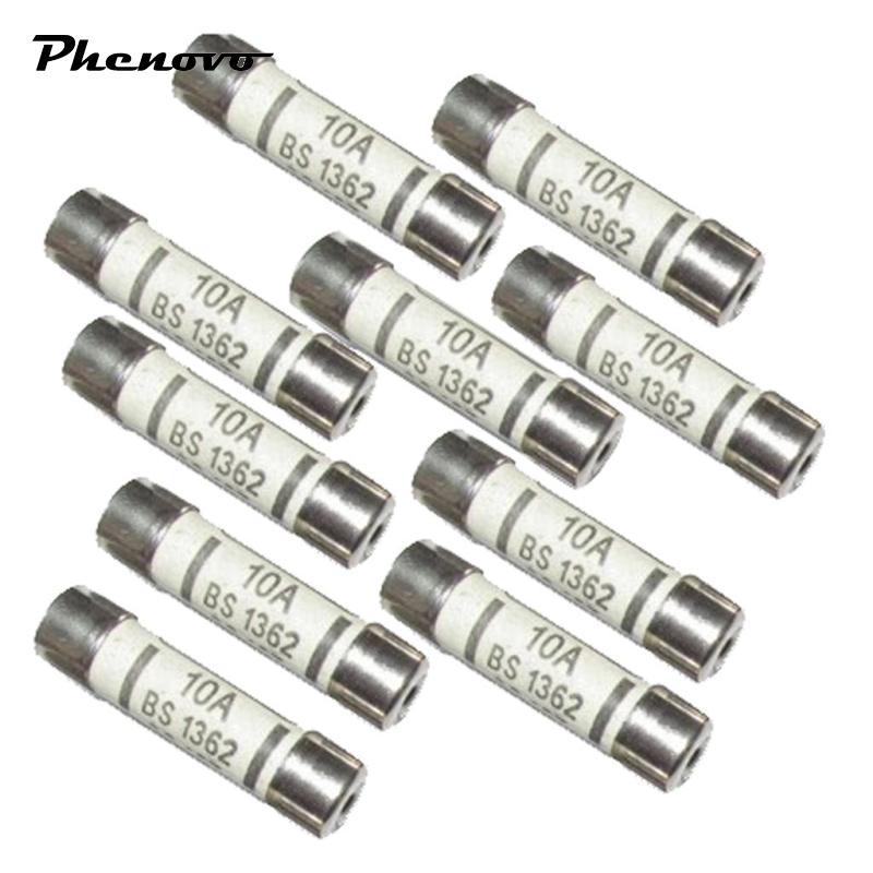 10x Cầu Chì Gốm Cầu Chì Ống BS1362 10A Điện Văn Phòng Tại Nhà Phích Cắm Chính