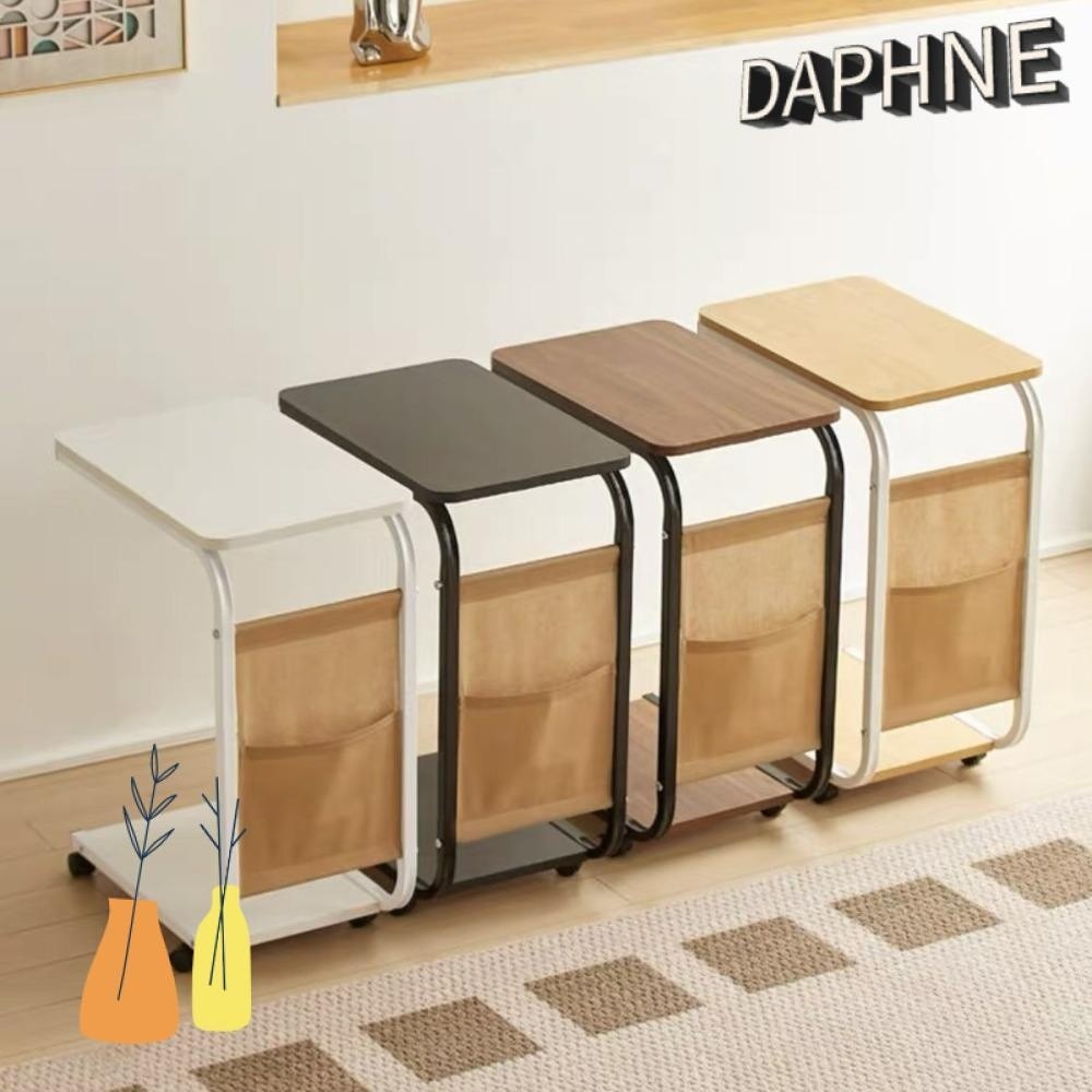 Daphs Coffee Table With Wheels Movable Side Table For Sofa Nordic Style High Quality 2-Tier Storage 