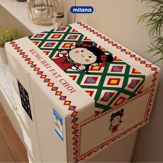 Tấm Che Máy Giặt, Tủ Lạnh Chống Bụi, Chống Thấm Milanahome, Ngăn Đựng Hai Bên, Vải Cotton Tản Nhiệt 