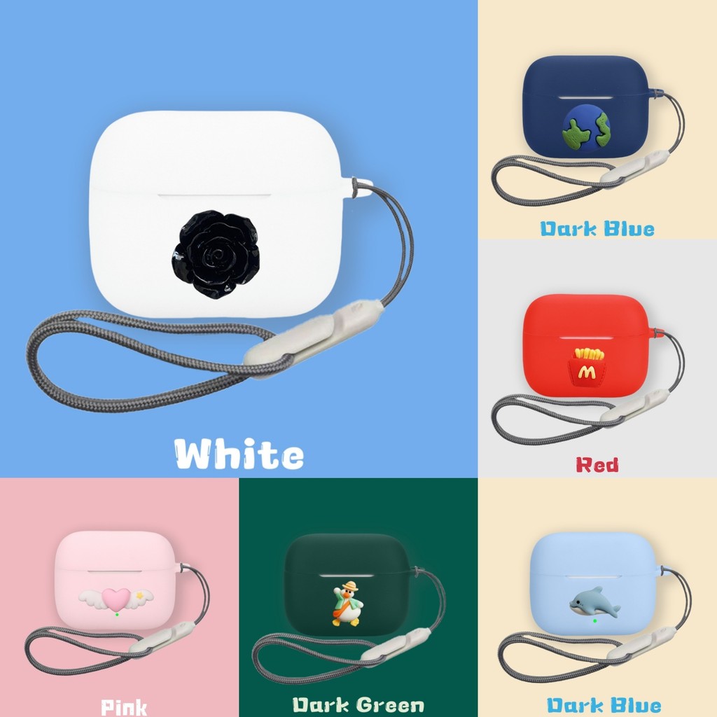 for iQOO TWS 5 Case Silicone Soft Case Lanyard Pendant Suitable for iQOO TWS 5 Cute Whale Dinosaur C