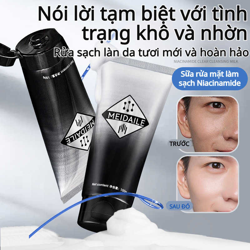 🌿Kiểm Soát Dầu/Sạch Sâu🌿Sữa Rửa Mặt Nicotine Cho Nam/Sữa Rửa Mặt Dịu Nhẹ Cho Da Dầu/Kem Rửa Mặt Sạch