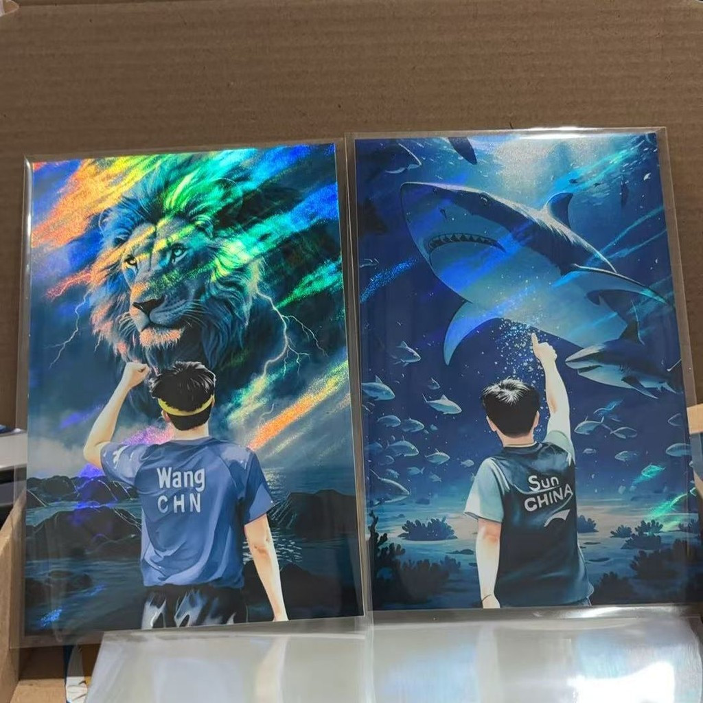 Phong Cách Mới Giảm Giá Wang Chuqin Wang Shark 900g Ngược Nước Ripple Laser Bưu Thiếp Trong Sự Kiện