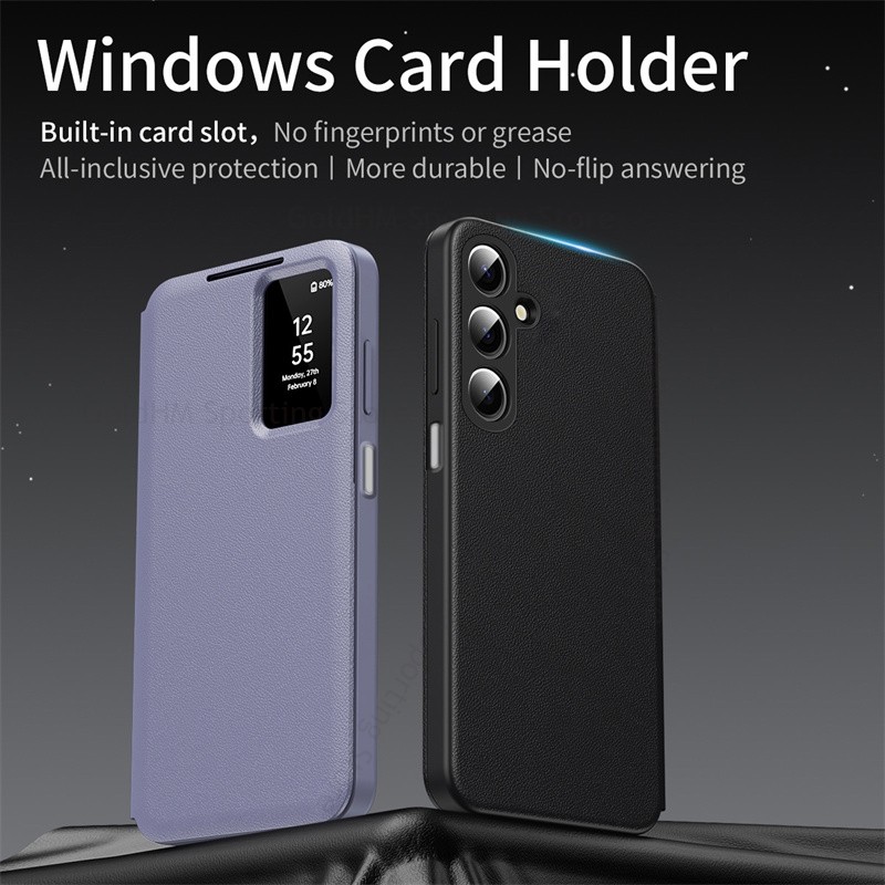 Dành cho A17 A55 A56 360° Bao da bảo vệ toàn diện cho Galaxy A26 A16 A17 A56 5G View Windows Khe cắm