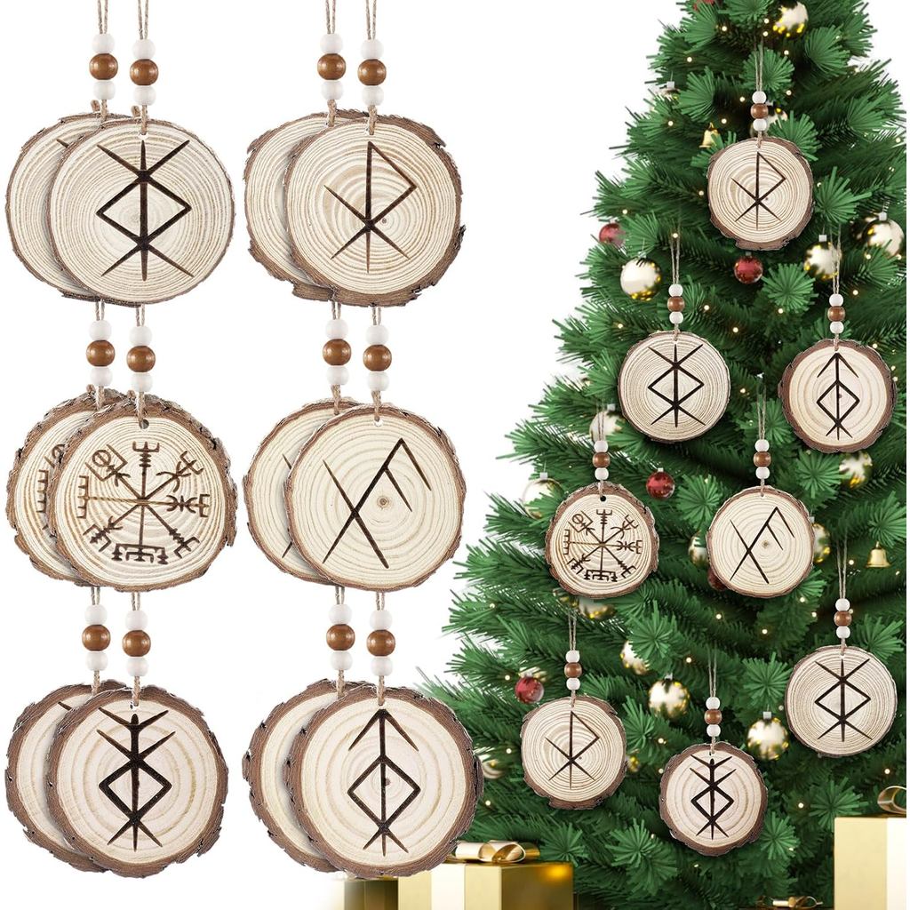 Thyle 12 Chiếc Viking Rune Yule Trang Trí Rune Dây Xích Thịnh Vượng, Chúc May Mắn, Tình Yêu, Bảo Vệ 