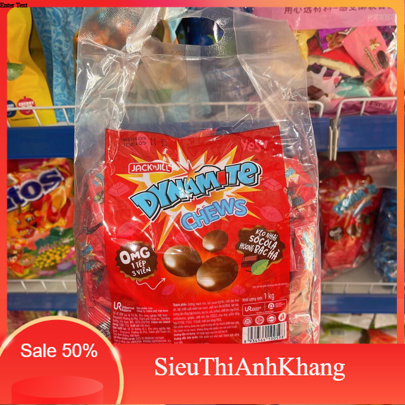 [TÚI 1KG] Kẹo Nhai 3 Viên Socola Hương Bạc Hà Dynamite - Sieuthianhkhang