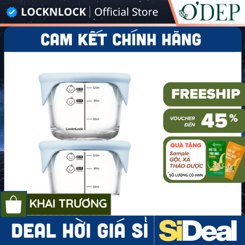 Bộ 3 hộp thủy tinh LocknLock Chính hãng, có nắp chia vạch đựng thức ăn dặm cho bé LLG508S3 để lò vi 