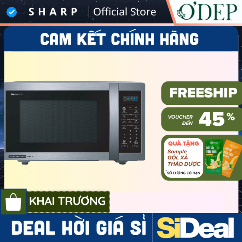 Lò vi sóng điện tử 25 lít có nướng Sharp Chính hãng, giá tốt có trả góp, tiết kiệm điện R-G52XVN-ST 