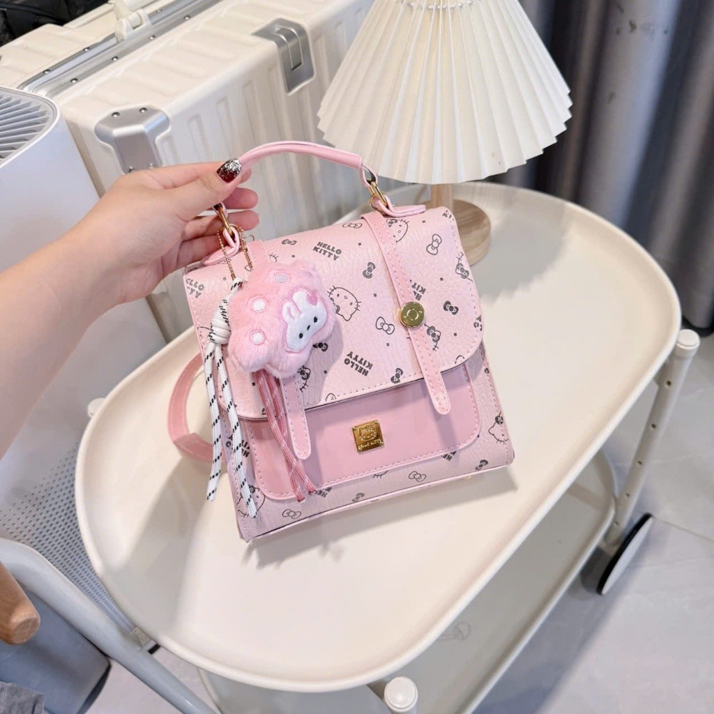 Balo mini thời trang nữ nhỏ size 20 cm dải thắt xinh xắn tặng kèm móc khóa gấu K769