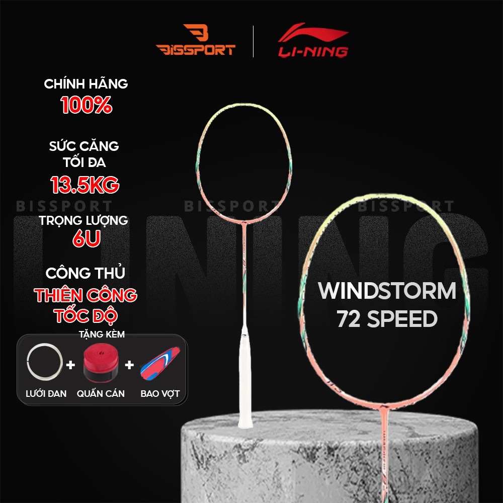 Vợt Cầu Lông Lining Windstorm 72 Speed Chính Hãng – Hồng Vàng - Siêu Nhẹ 72gr – Nặng Đầu –Vung Nhanh
