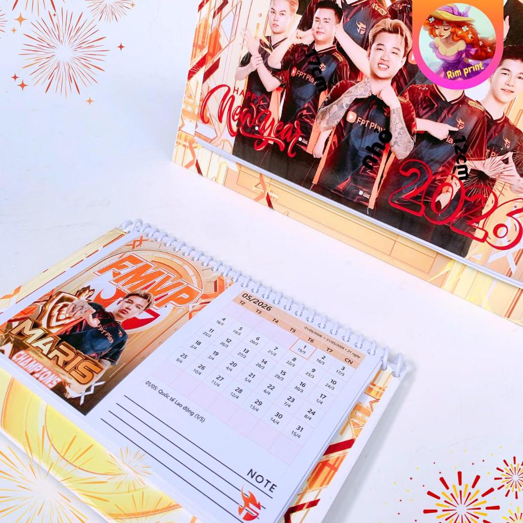 Lịch để bàn 2026  FPT FLASH đế nhựa PVC in UV chống nước nhẹ bền màu sắc sắc nét
