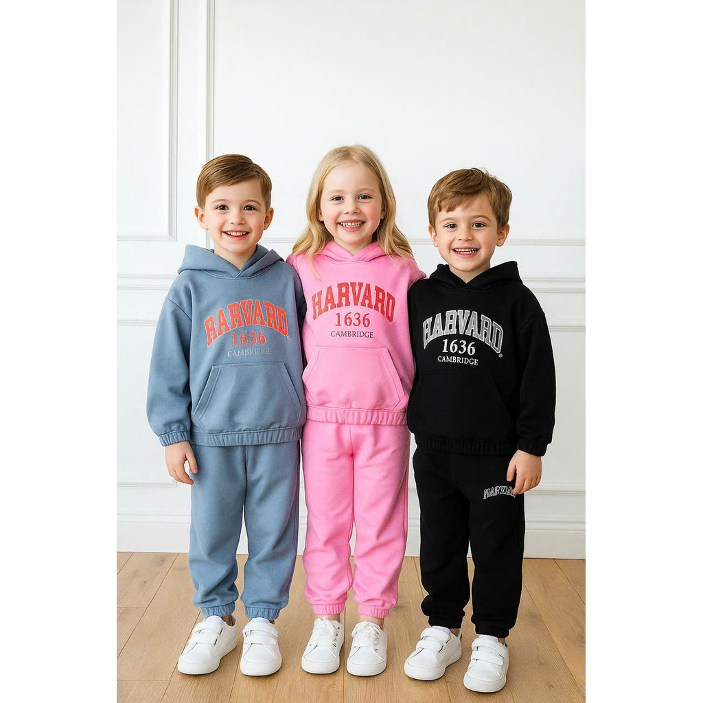 Bộ Hoodie Harvard Set218 – thun cotton da cá, ấm áp, dễ thương cho bé trai và gái