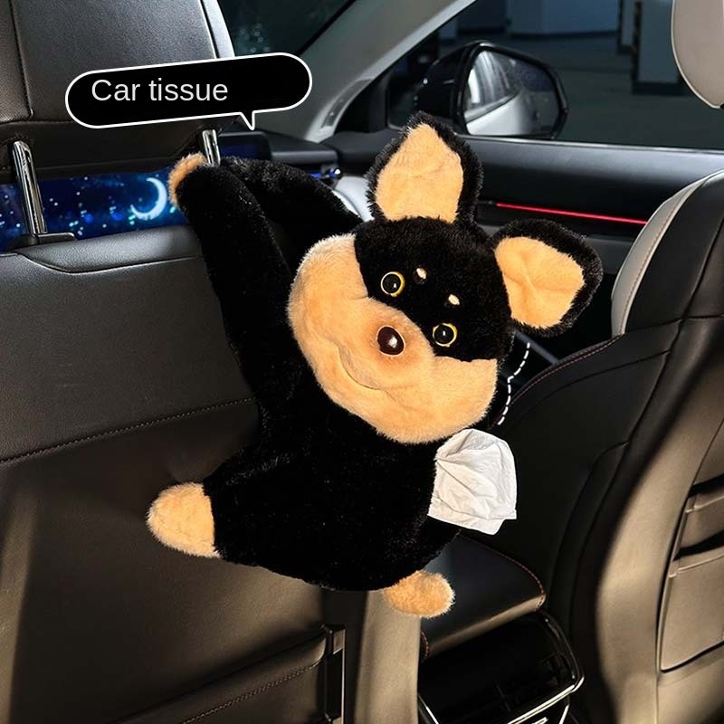 Creative Cartoon Car Tissue Box Cute Bee Dog Hanging Car Paper Extraction Box New Plush Tissue Hangi