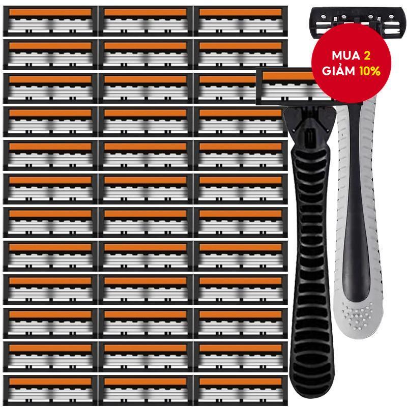 Máy cạo râu thủ công nhập khẩu 2 tay cầm 36 lưỡi Dụng cụ cạo râu nam chống trầy xước Lưỡi dao cạo râ