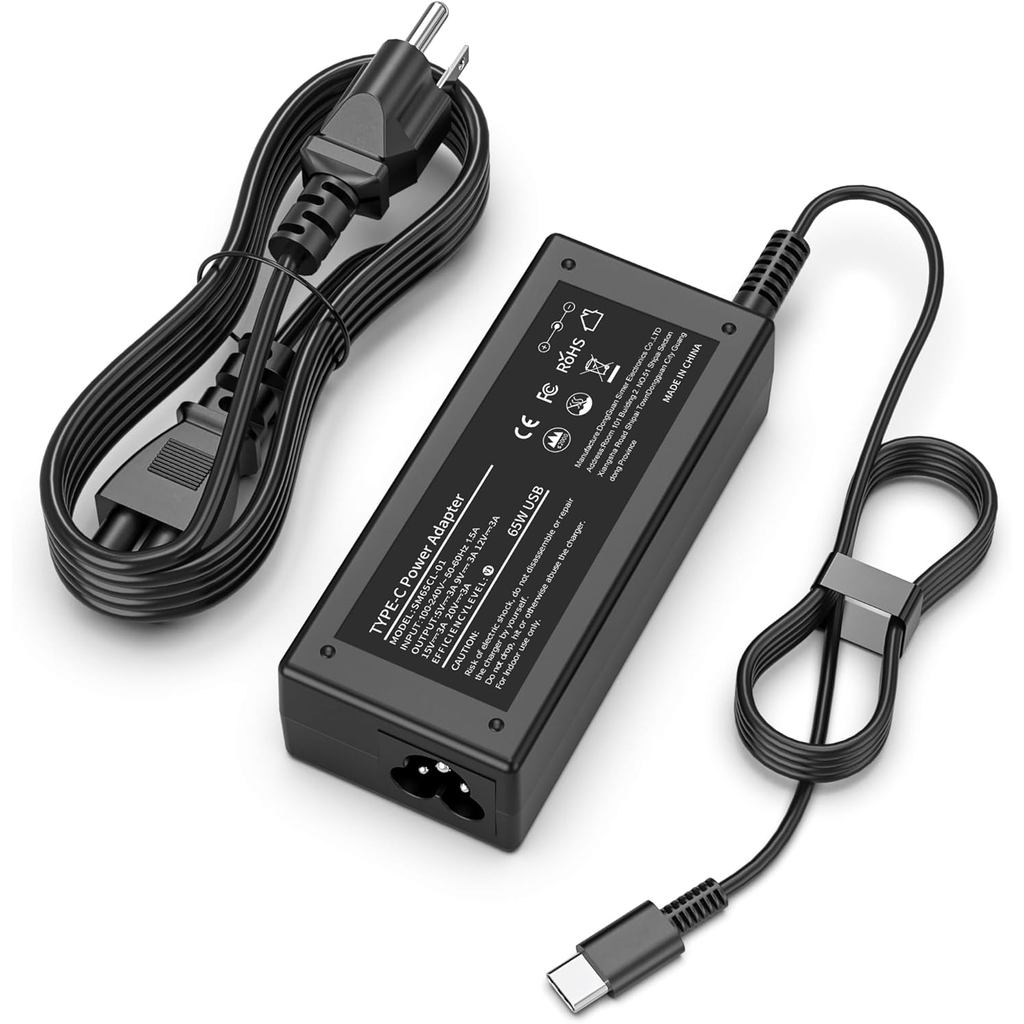 Bộ sạc máy tính xách tay USB C 65W Tương thích với Hp Lenovo Thinkpad / Yoga, Dell Chromebook 3100, 