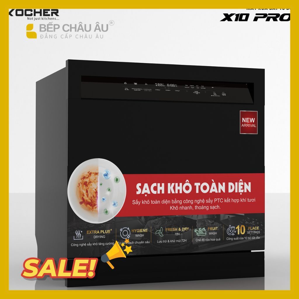 Máy rửa bát Kocher X10 Pro 10 bộ mini để bàn - âm tủ sấy khí tươi ptc bảo hành 2 năm chính hãng BẾP CHÂU ÂU