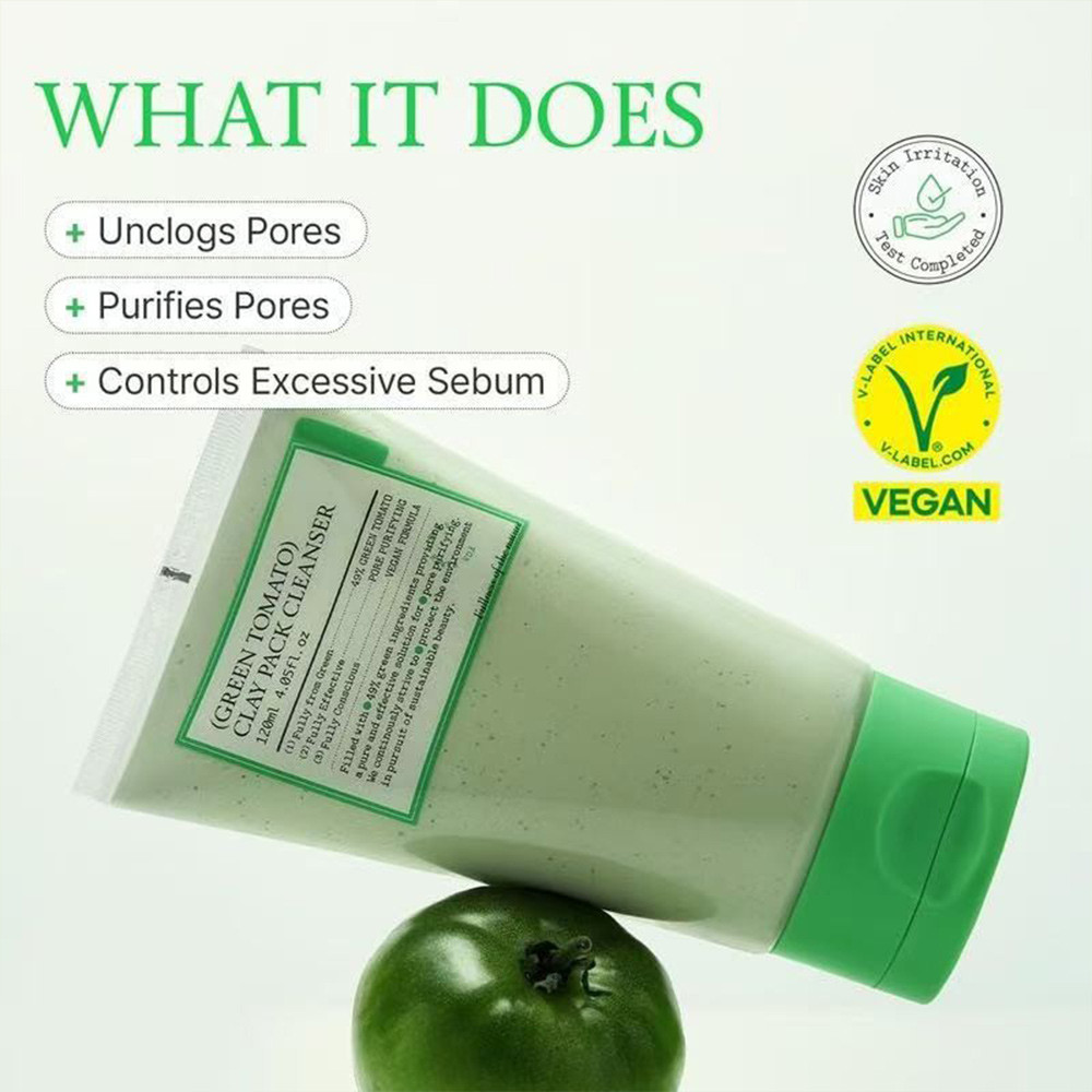 FULLY Green Tomato Clay Mask Cleanser, Pore Purifying Tomato Exfoliation 120ml