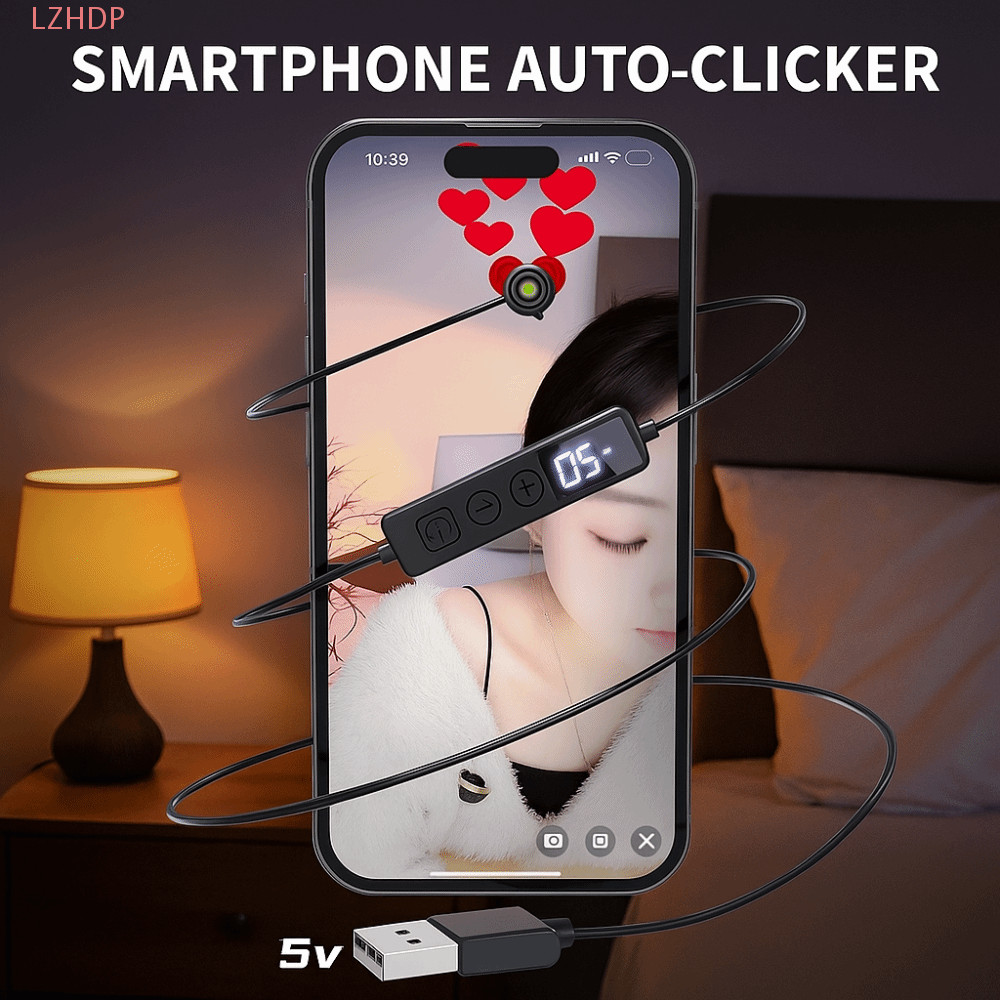 Thiết bị clicker tự động LZHDP, Màn hình liên tục USB Auto Clicker, Touch Tapper Di động Nhiều bánh 