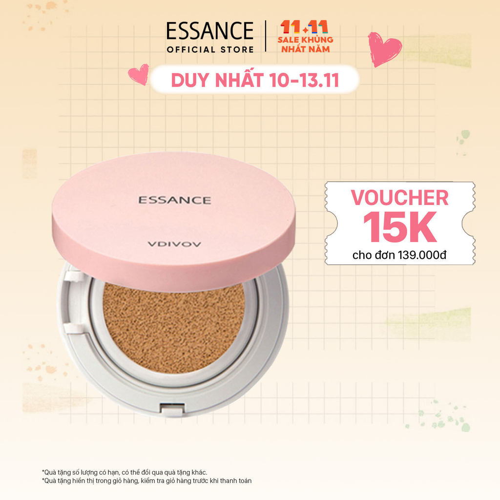 [ESSANCE OFFICIAL] Phấn nước mịn lì mờ khuyết điểm Essance Veil Fit Cushion SPF50+ PA+++ 15g