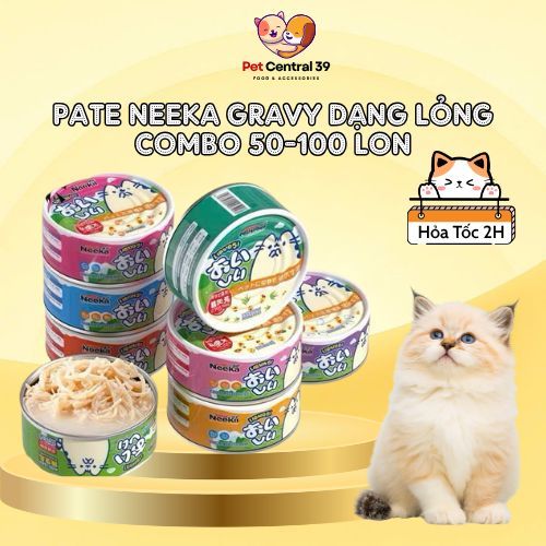 (COMBO 50-100 Lon)  Pate NEEKA dành cho mèo, Thức ăn ướt Neeka Gravy lon 85gr cho mèo - Pet Central 