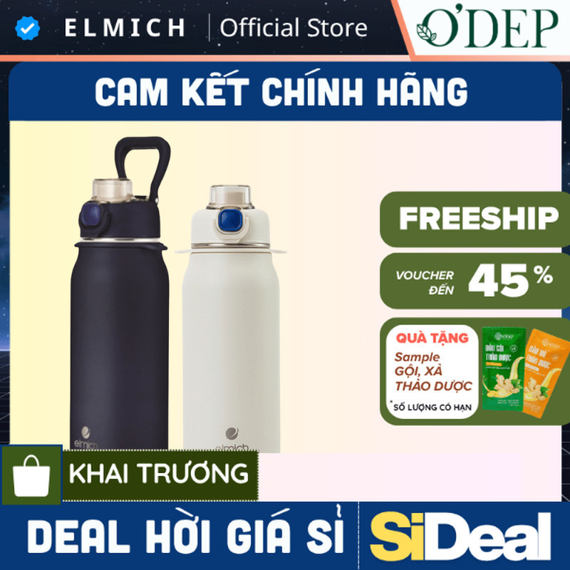 Bình giữ nhiệt inox 316 Elmich EL8331 dung tích 1L , Hàng chính hãng - SIDEAL SIO