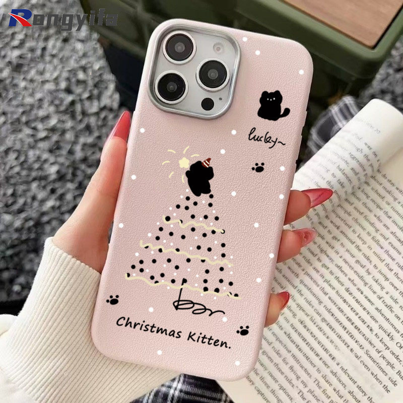 Ốp Điện Thoại Da Mèo Giáng Sinh Cho Samsung Galaxy A17 A07 F16 M16 F06 M06 F56 M56 A56 A26 A36 A16 A