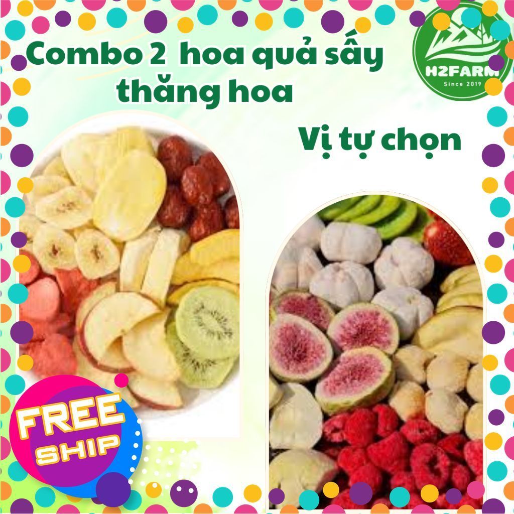 SET 2 món Trái Cây Sấy Thăng Hoa - H2farm - Giòn Tan - Vị Tự Nhiên Đặc sản Đà lạt nhà H2farm