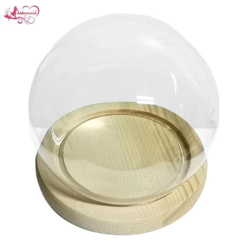 Abbraccia Clear Glass Cloche Dome Container Terrarium Display Miniature Bell với gỗ