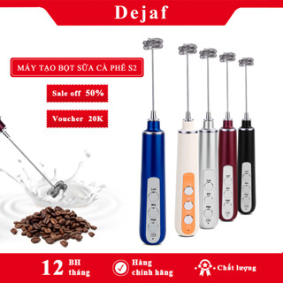 Máy đánh bọt cà phê Dejaf -S2, thép không gỉ, 2 đầu đa năng, sạc USB tiện lợi - Hàng Chính Hãng