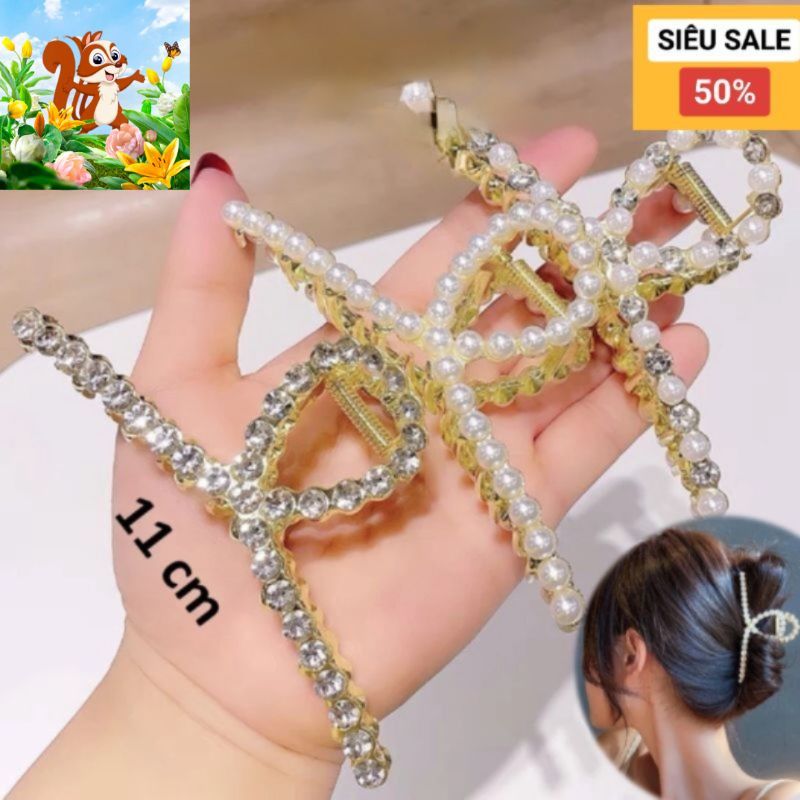 Kẹp càng cua kim loại đính đá cỡ lớn - Kẹp càng cua kim loại đính đá loại lớn