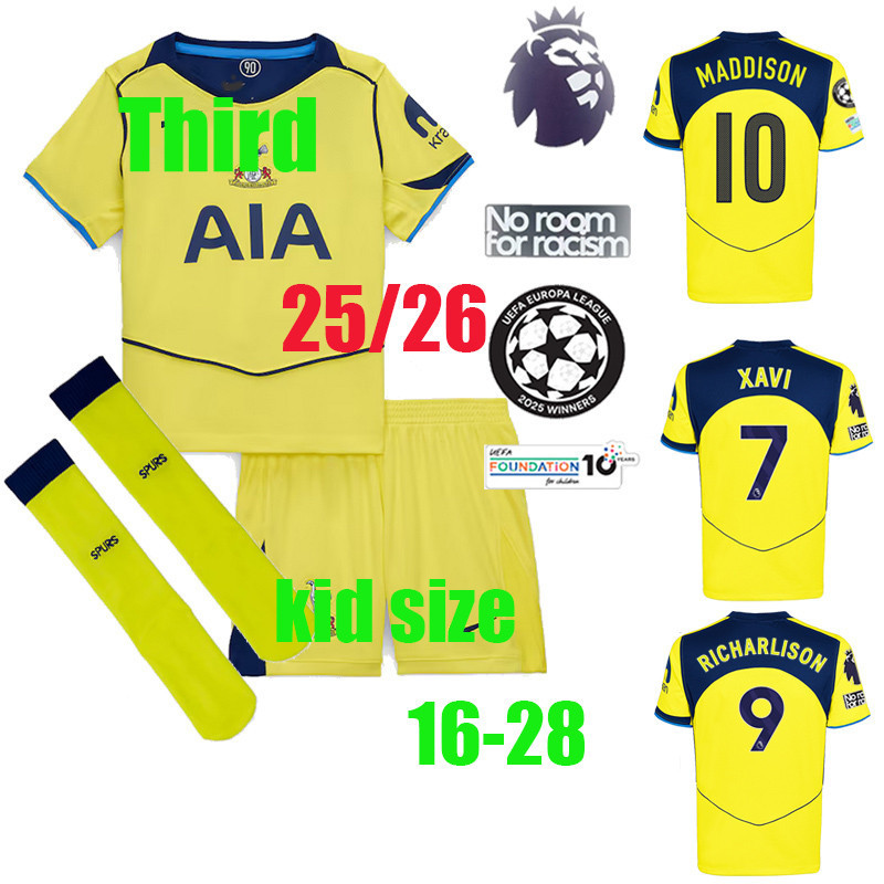 25 / 26 vải bóng đá HoTsPur _ Bộ đồ trẻ em thứ ba 25 / 26 SOLANKE KUDUS KULUSEVSKI JOHNSON RICHARLIS