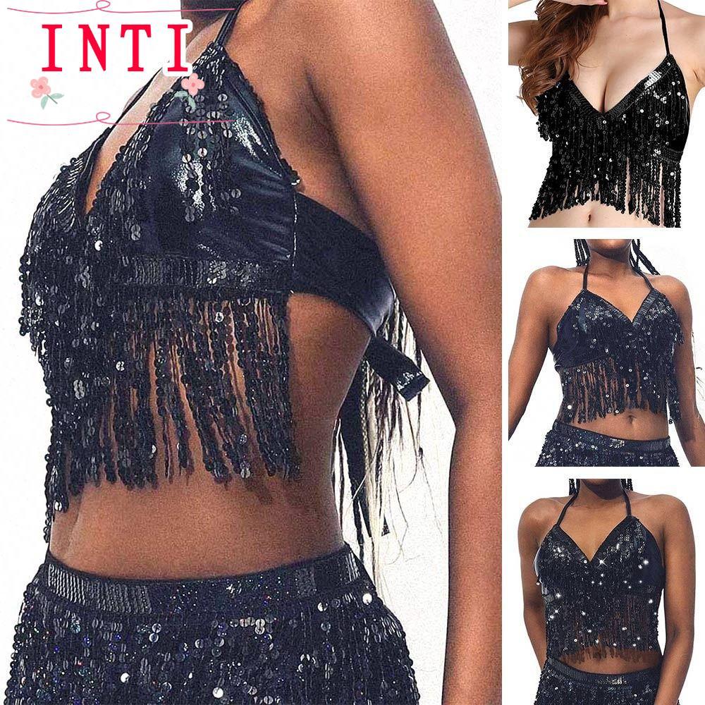 INTI Belly Dance Bra Stage Dance Wear Sequin Nightclub Áo ngực dây