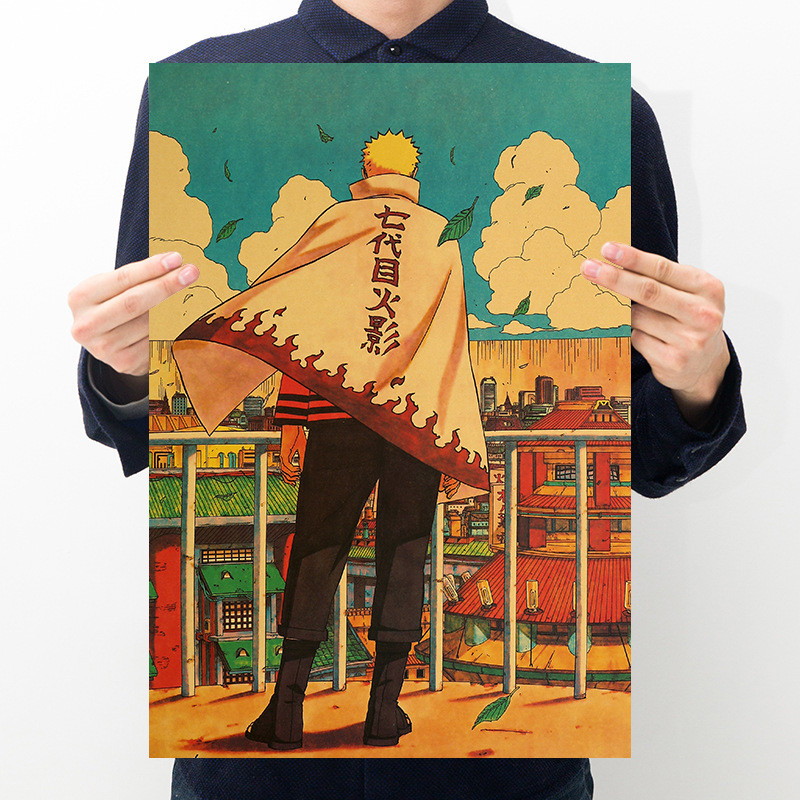 [B085] Naruto Naruto Retro Giấy Kraft Poster Ký Túc Xá Phòng Ngủ Nền Dán Tường (Chống Dính, Không Bi