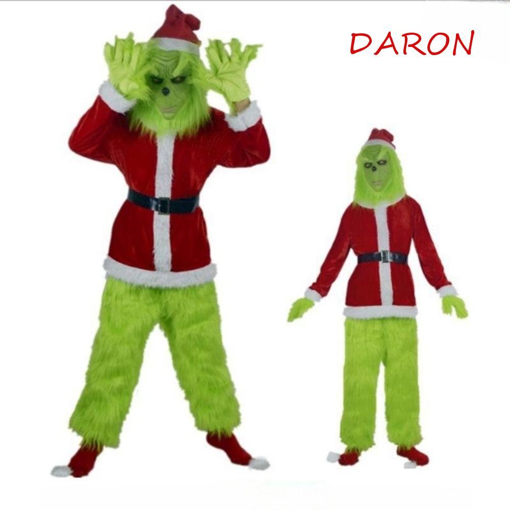 DARON The Green Grinch Costume - Gothic Rubber Mask và Gloves Accessory, Outfit Giáng Sinh Unisex