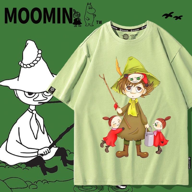 Áo thun nam họa tiết hoạt hình Moomin Valley, tay ngắn trendy 2025