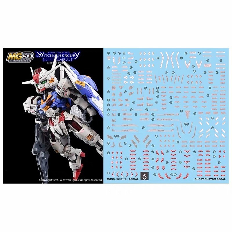 GHOST CUSTOM Trượt Nước Decal Dán Nước Cho MGSD AERIAL XVX-016 Mẫu Huỳnh Quang Độ Chính Xác Cao DIY