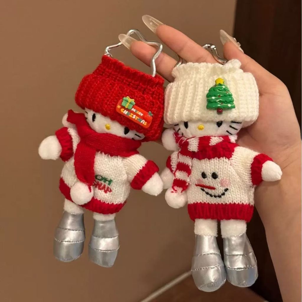 Cross-Dressing Giáng Sinh Hello Kitty Móc Khóa Schoolbag Đồ Trang Trí Giáng Sinh Dễ Thương Hello Kit