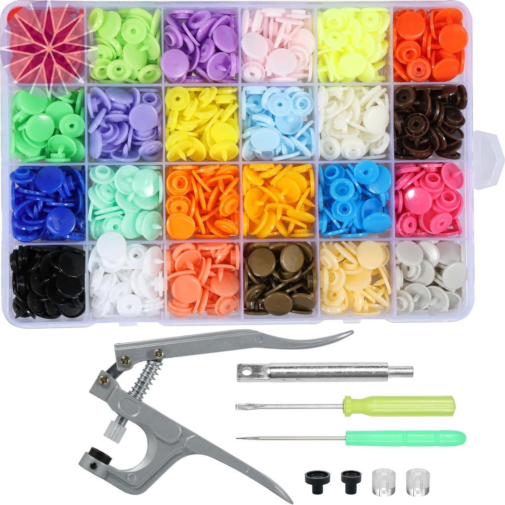 240 Chiếc T5 Snap Fasteners Bộ Kìm Bấm 12 Mm Nhựa Snap Fasteners Kit DIY Nút Chụp Nhiều Màu Sắc 24 M