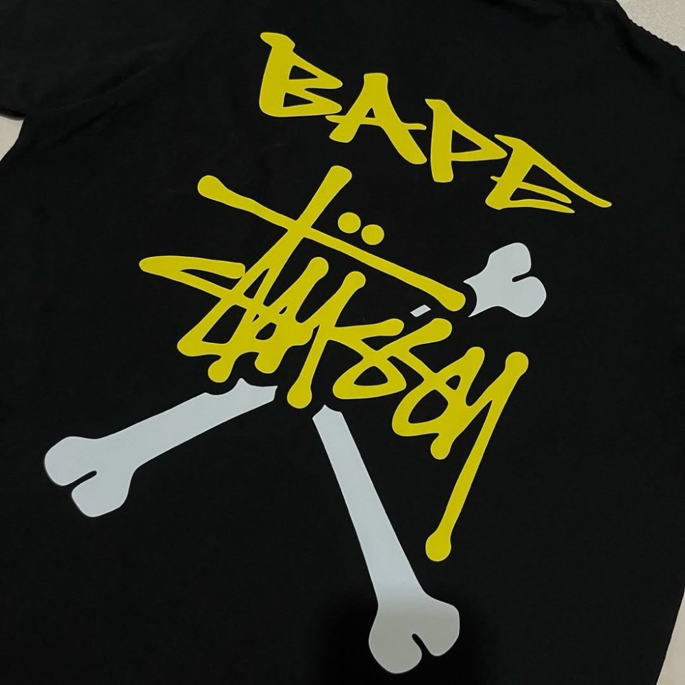 Áo Thun Bape x Stussy Full Cotton Unisex - Chất Lượng Cao, Nhập Khẩu