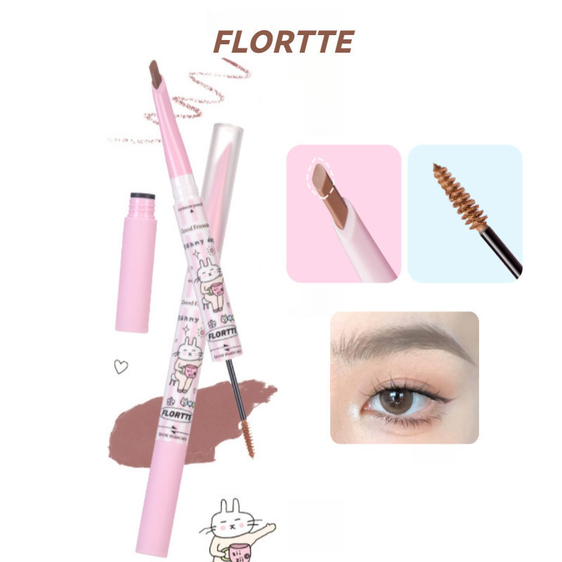 Bút chì kẻ mày FLORTTE Người bạn thân nhất Bút chì kẻ mày hai đầu Kem lông mày lâu trôi Không dễ nhò
