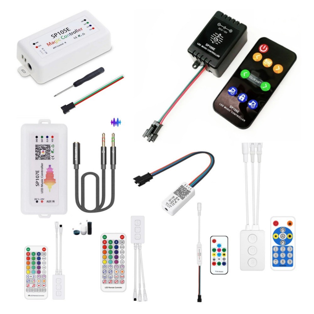 WS2812B WS28111 SK6812 LED Pixels Dải Bộ Điều Khiển Ánh Sáng Răng Xanh SP103E SP105E SP110E SP511E W