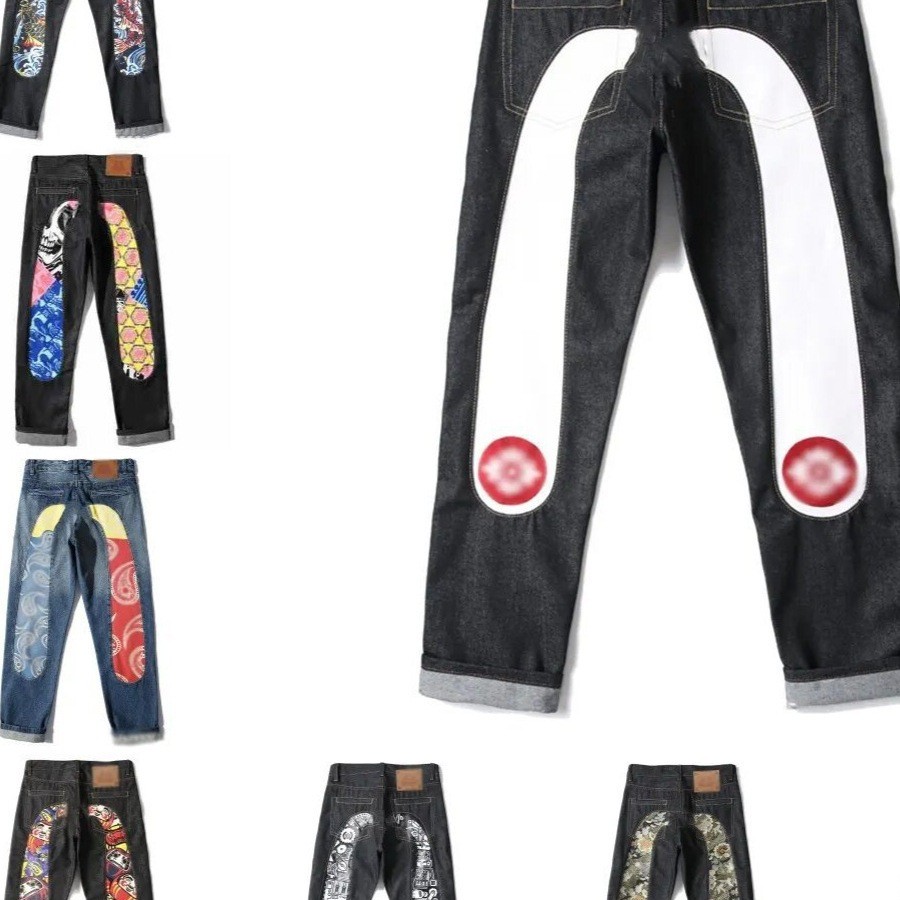 evisu Fashion Jeans Straight Design Retro Street Casual Sports Pants Washed Jeans In Stock Mixed Sty